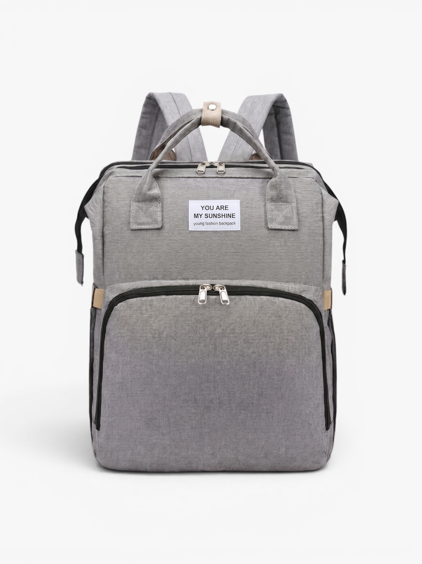 Grey 3-in-1 diaper bag backpack with foldable baby bed and changing station | Early Nest