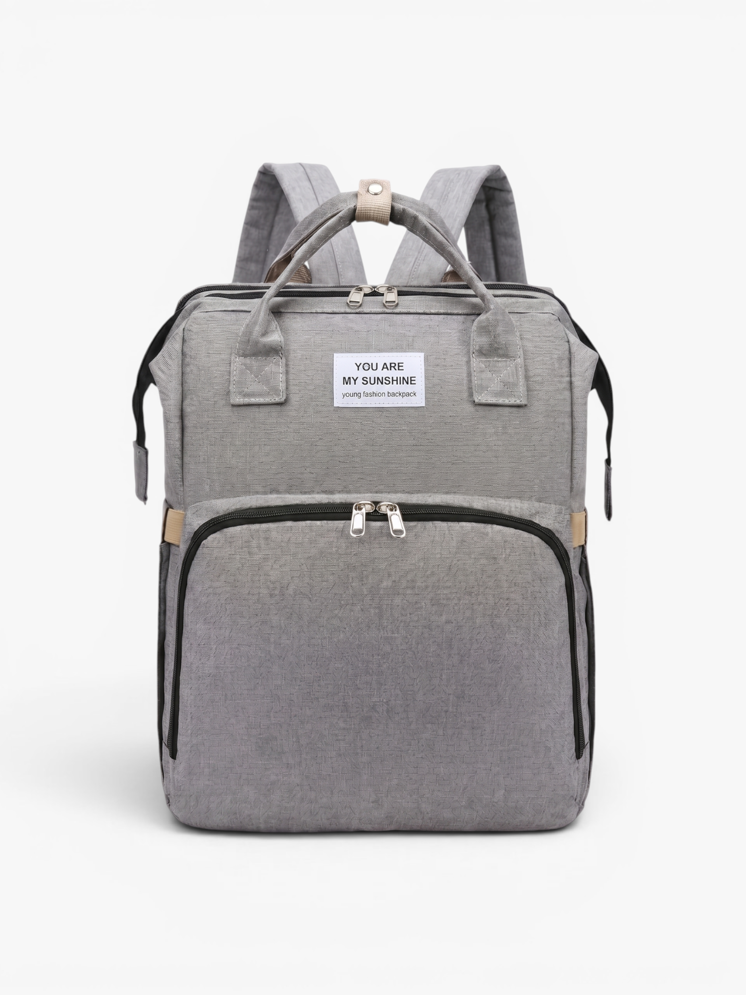 Grey 3-in-1 diaper bag backpack with foldable baby bed and changing station | Early Nest