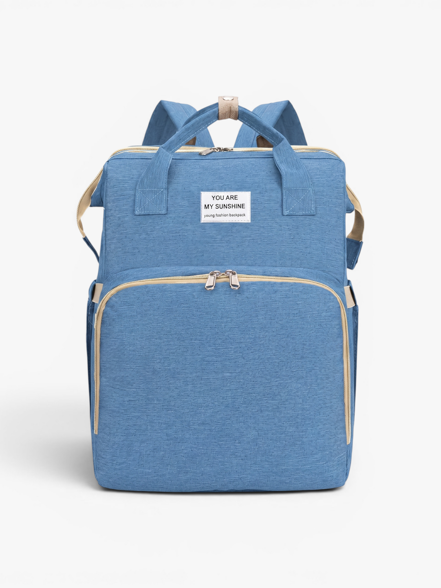 Sky blue 3-in-1 diaper bag backpack with foldable baby bed and changing station | Early Nest