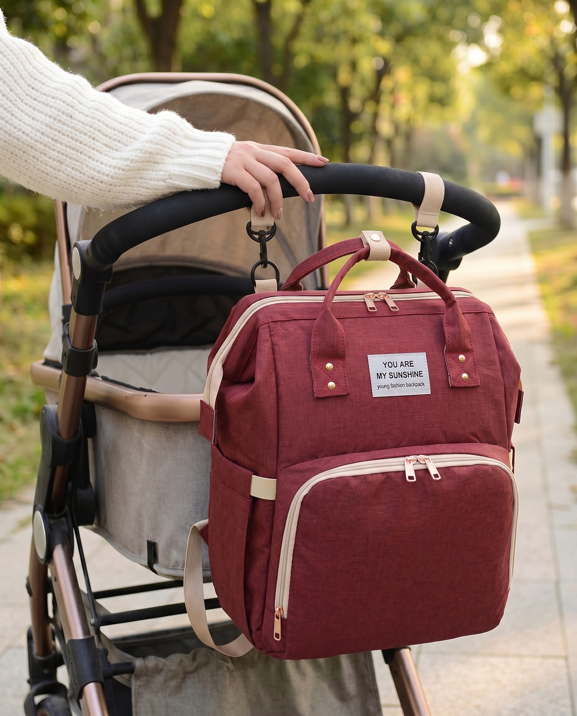 3-in-1 Diaper Bag Backpack with Foldable Baby Bed