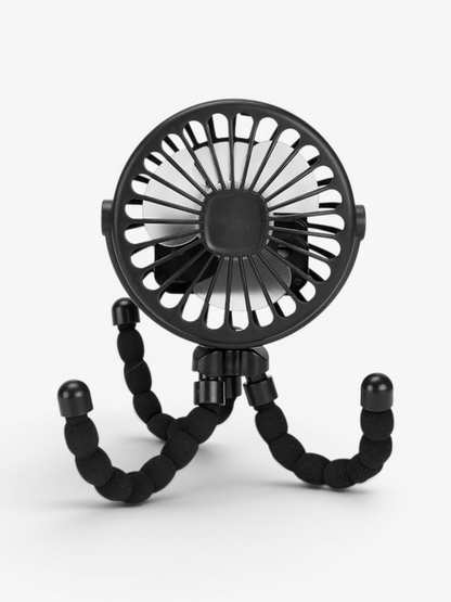Black portable baby stroller fan with 3 speeds and night light | Early Nest Australia